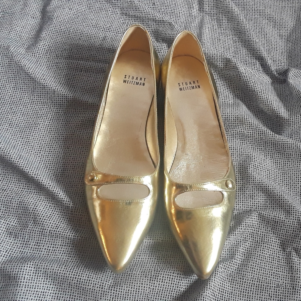 Stuart Weitzman gold flats